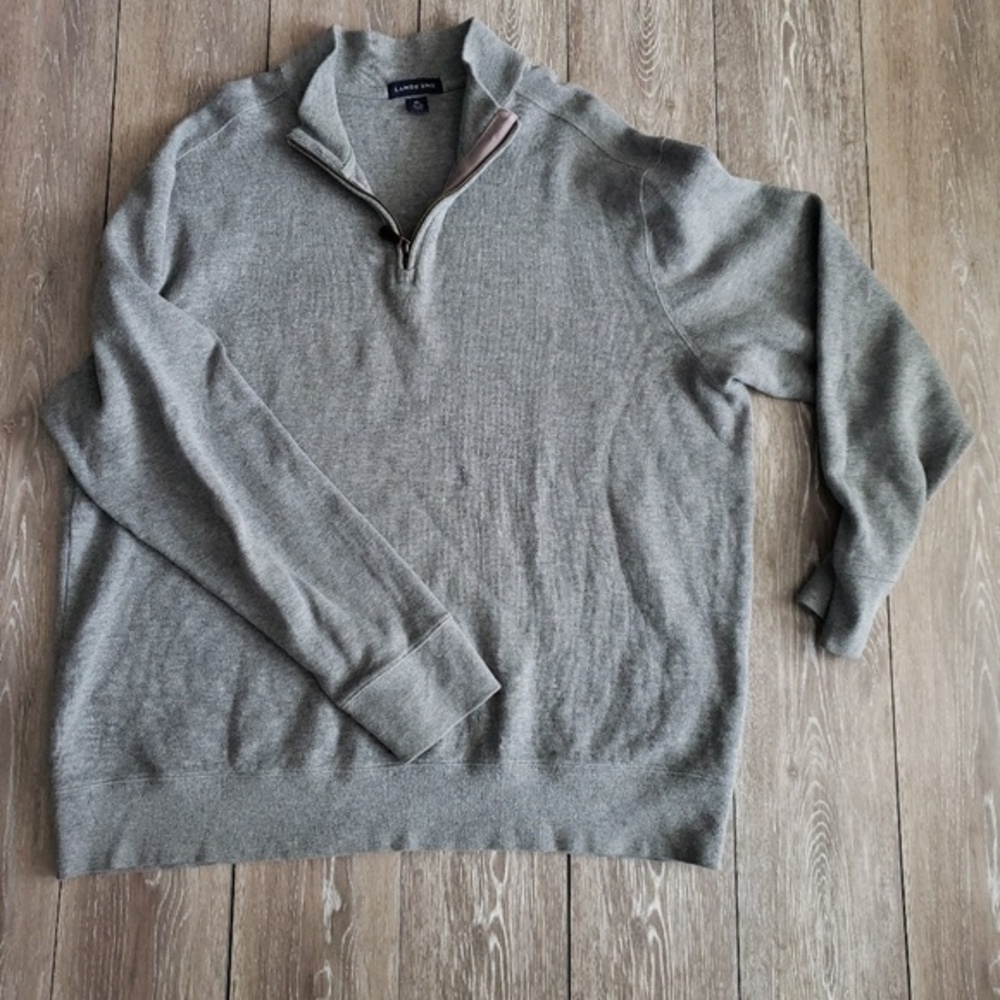 Lands End /4 zip front‎ mens grey sweater mens xl